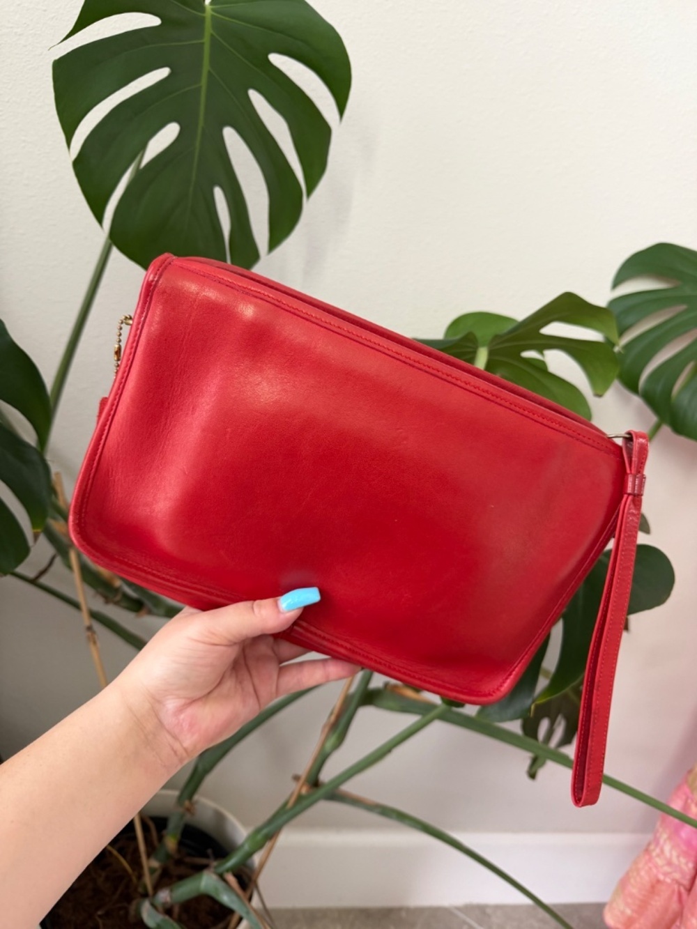 COACH Vintage Bonnie Cashin MADE IN USA Red Leather Clutch UNIQUE - Picture 1 of 9